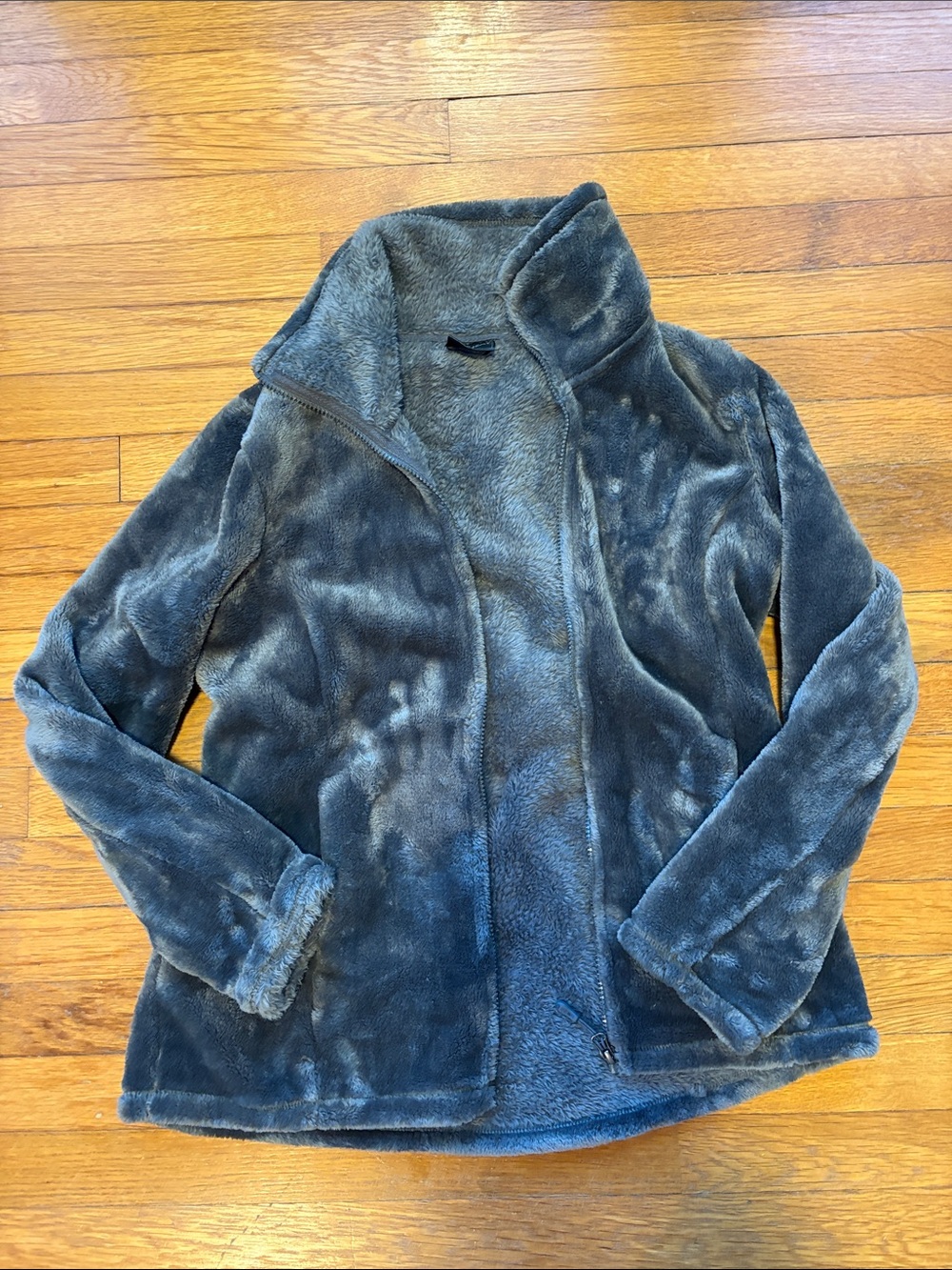 32 Degrees Plush Zip-Front Jacket in Charcoal Gray